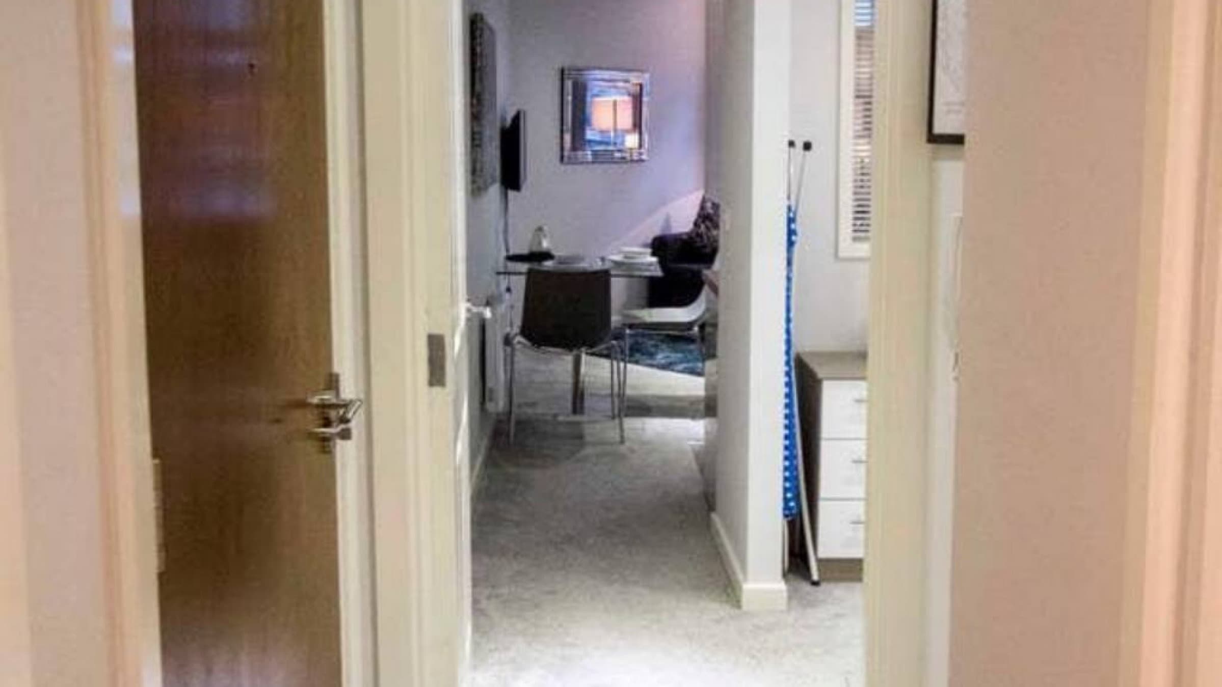 Entryway hallway with wood door view into kitchen and lounge – Grattan 1 - Bradford, Bradford Entryway hallway with wood door view into kitchen and lounge – Grattan 1 - Bradford, Bradford